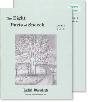 Grades 3-5 (Level 1) The Eight Parts of Speech English Worksheets Set