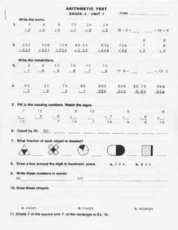Grade 4 Study Time Arithmetic - Tests and Drills