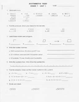 Grade 7 Study Time Arithmetic - Tests and Drills