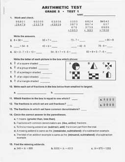 Grade 5 Study Time Arithmetic - Tests and Drills