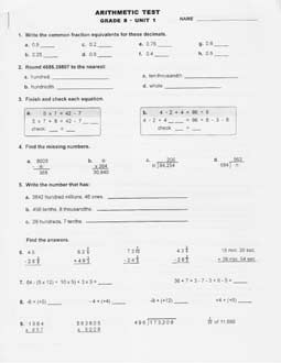 Grade 8 Study Time Arithmetic - Tests and Drills